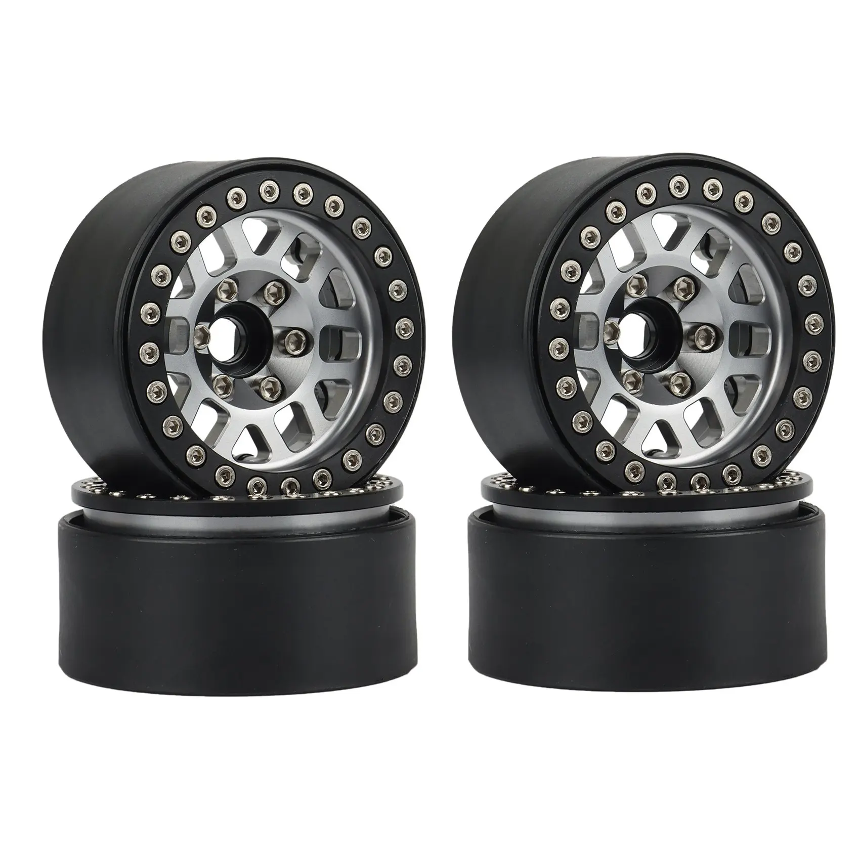 4PCS 1.9 Metal Beadlock 12 Hole Wheel Hub Rims for 1/10 RC Crawler Axial SCX10 90046 AXI03007 Traxxas TRX4 D90 1