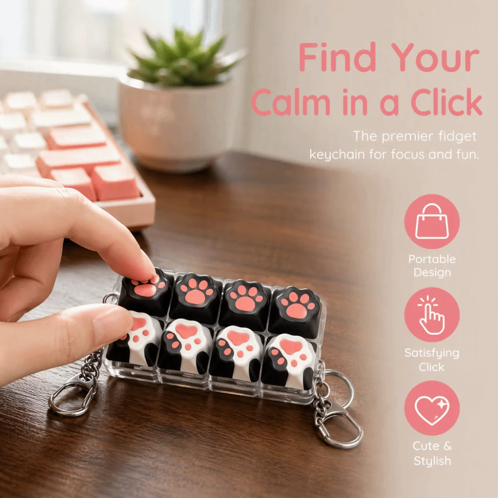 4/9 Keys Anti-stress Pendant Mechanical Keyboard Stress Relief Clicker Keycap Finger Button Decompression Keyring Bag Charms