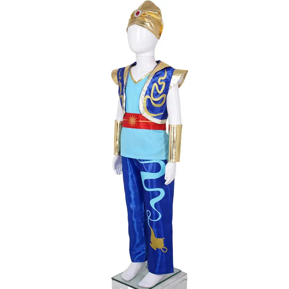 Kids Adult Boys Arabian Prince Cosplay Aladdin Costume Party Performance Vest With Pant Fancy Dress Up