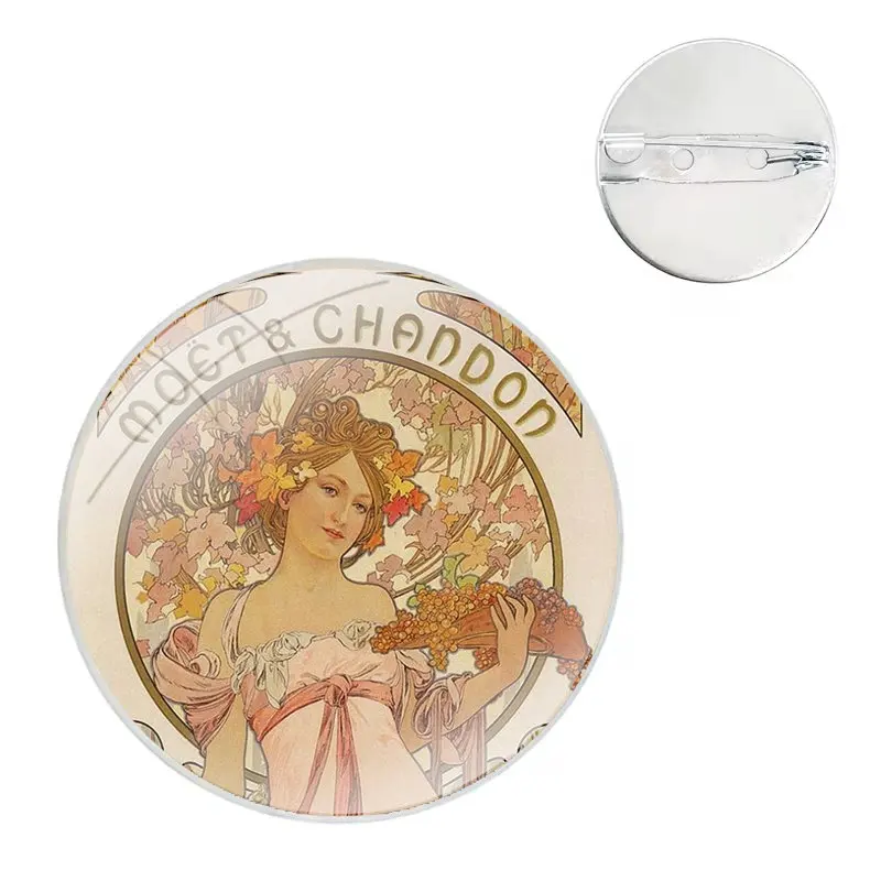 Pins Badge Metal Brooches For Clothes Backpack Decoration gift Alphonse Maria Mucha