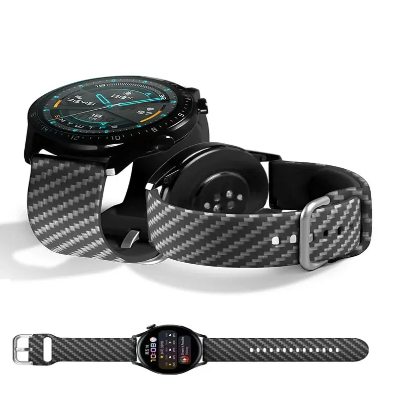 Strap For Huawei Watch 4 3/3 Pro/GT/2/Runner GT22e/Pro Carbon Fiber Silicone 20mm 22mm Watch Band Amazfit bip/GTS/2/3/4 Strap