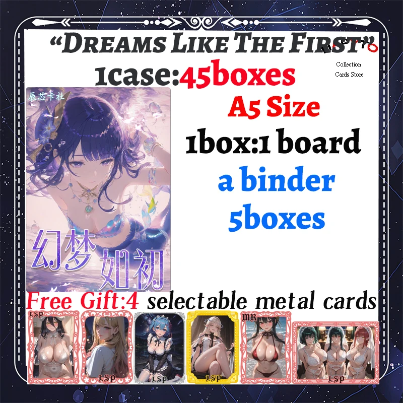 

2025 Newest Dreams Like The First A5 Size Sexy Waifu Boards Collection Game Board Doujin Booster Box Nude Card Toys Gifts