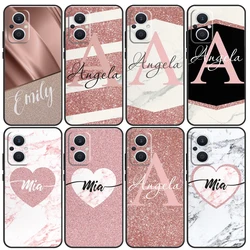 Personalised Name Initial Marble Pink Case For OPPO Reno 10 8 Pro 4 5 6 7 Lite 8T 4Z 5Z OPPO Find X6 Pro X2 X3 Neo X5 Lite Cover