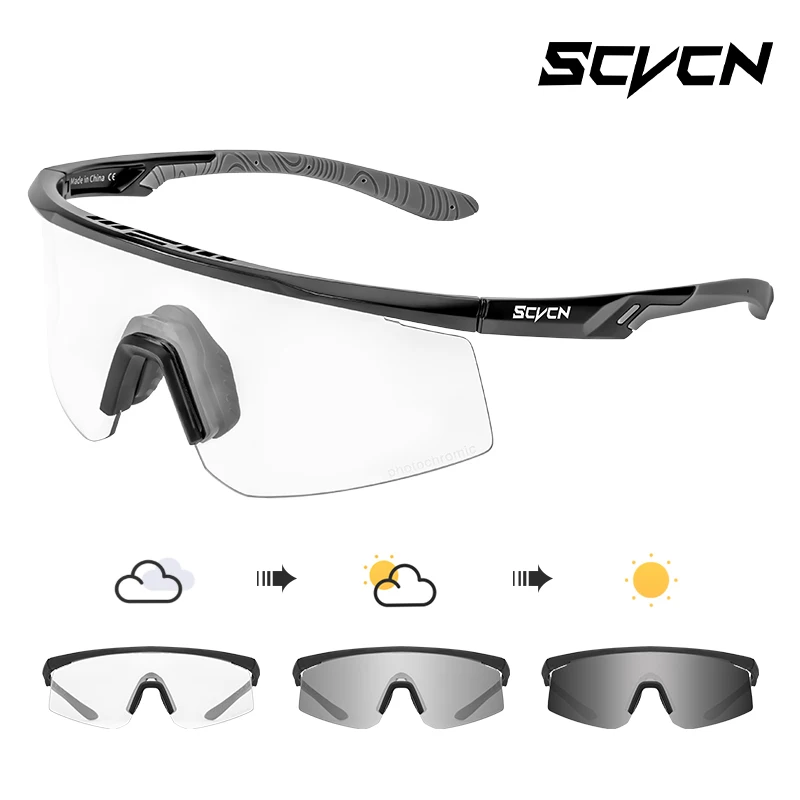 

SCVCN Photochromic Sunglasses UV400 Cycling Glasses Bicycle Glasses Sports Men's MTB Road Bike Eyewear Protection Goggles UV400