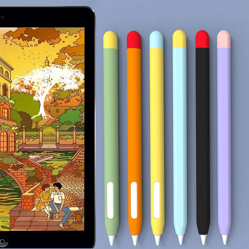 Stylus Cover Silicone Pen Case For Apple Pencil 2 Color Matching Stylus Protective Case Cap Anti-fall for iPencil Skin Cover