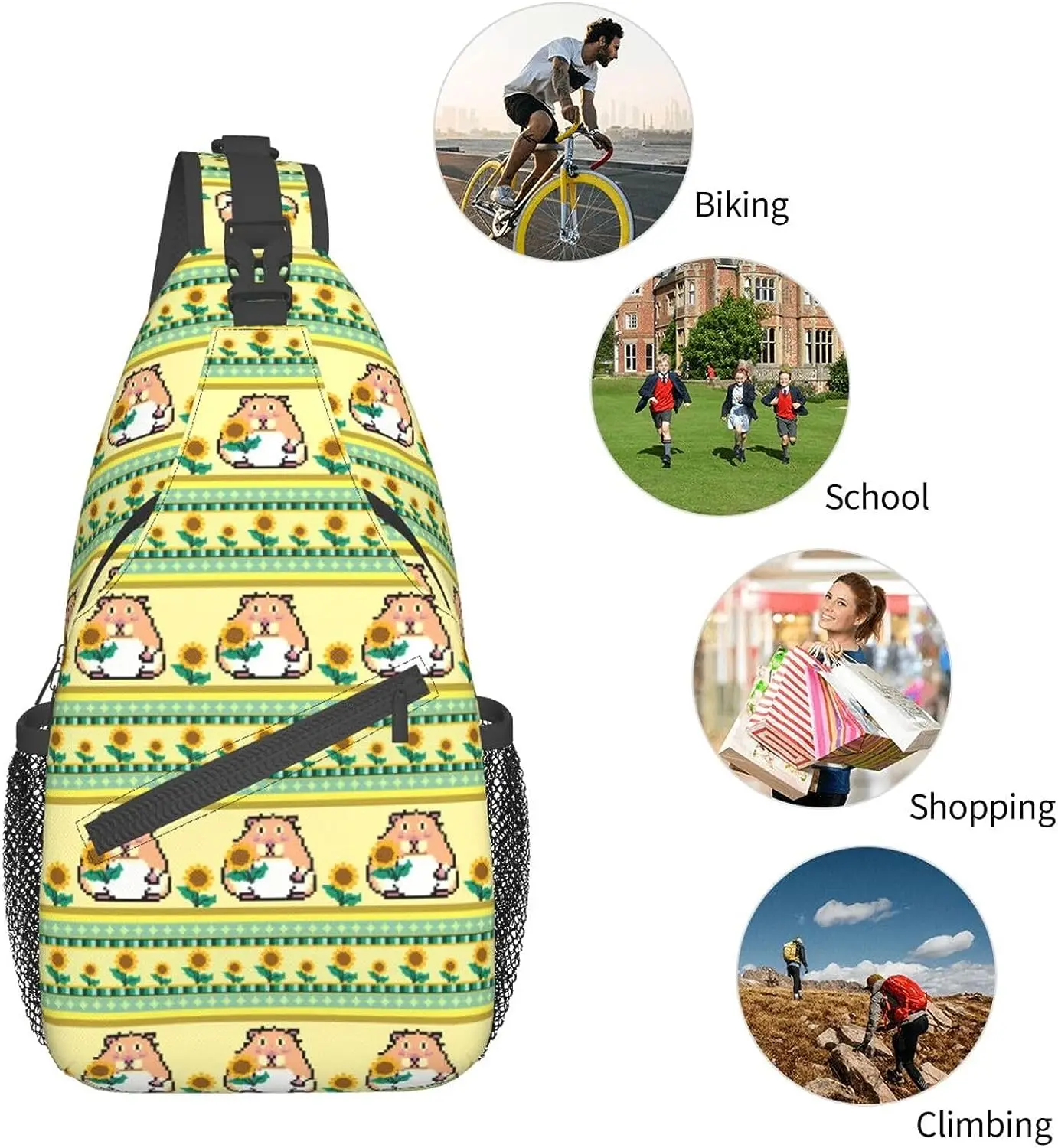 Niedliche Hamster Tiere Muster Männer Kreuz Brusttasche diagonal Umhängetasche Outdoor-Reise Wandern Tages rucksack mit Tasche