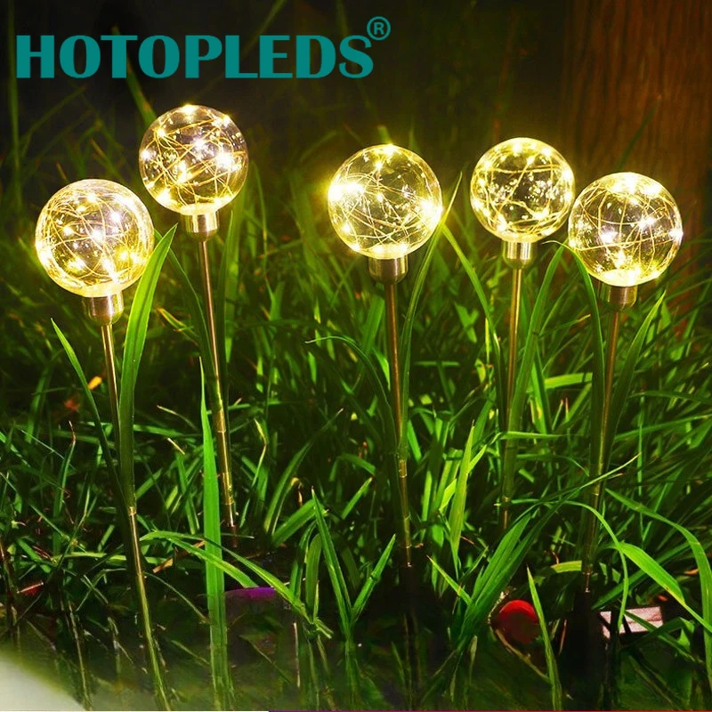 

Solar Lights Outdoor Ball Aluminum Rod Copper Wire Waterproof Floor Plug Grass Decorative Lawn Garden Decorative Bulb Styling