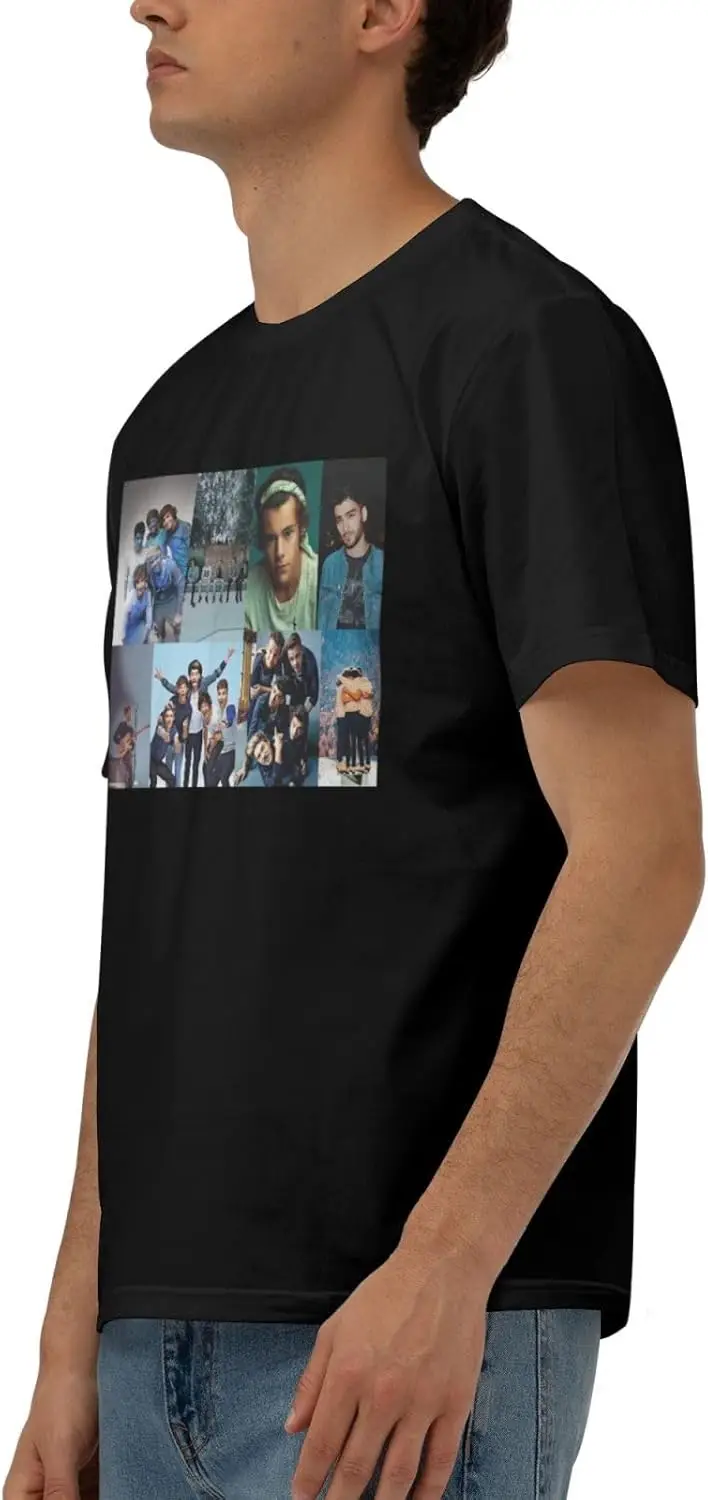 One Music Direction Shirt for Men Short Sleeve Crew Neck Lightweight Casual T Basic Teetees Tops Black