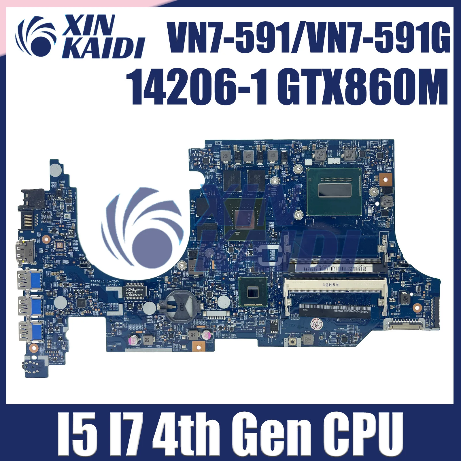 14206-1 Mainboard For Acer Aspire VN7-591 VN7-591G Laptop Motherboard i5 i7 4th Gen CPU GTX860M 448.02W02.0011 NB.MUY11.002