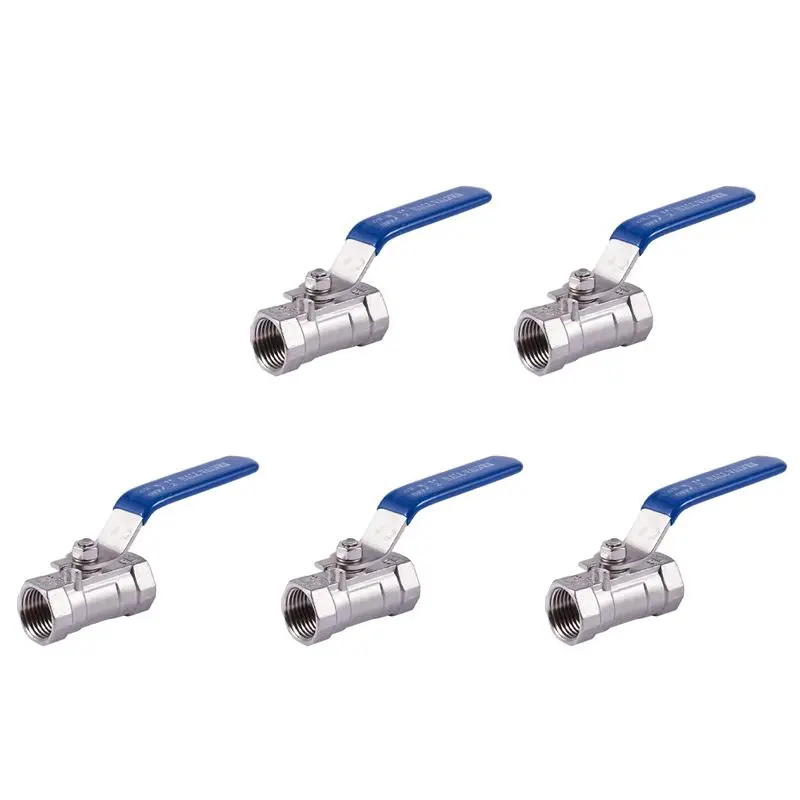 

AS60-5Pcs Шаровой кран с рукояткой и внутренней резьбой 1/2 дюйма из нержавеющей стали