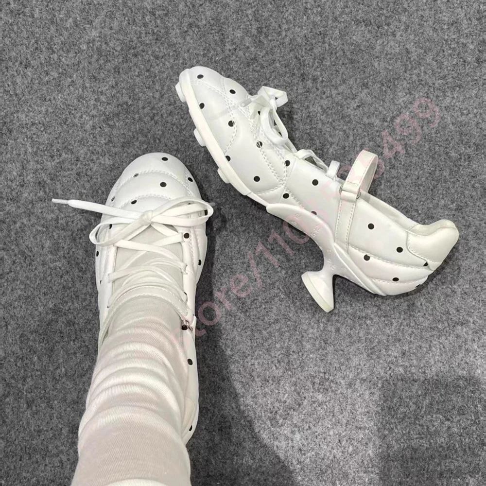 

Women's Polka Dot Mary Jane Shoes Spring 2026 Round Toe Bow Tie Strappy Pumps Street Fashion Casual Party Footwear
