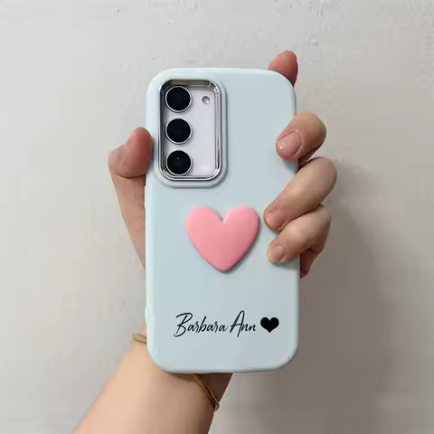 Personalized Name Cute INS Love Heart Case For Samsung S24 S23 S22 Ultra S20 S21 FE A54 A53 A25 A15 A14 5G Custom DIY Cover