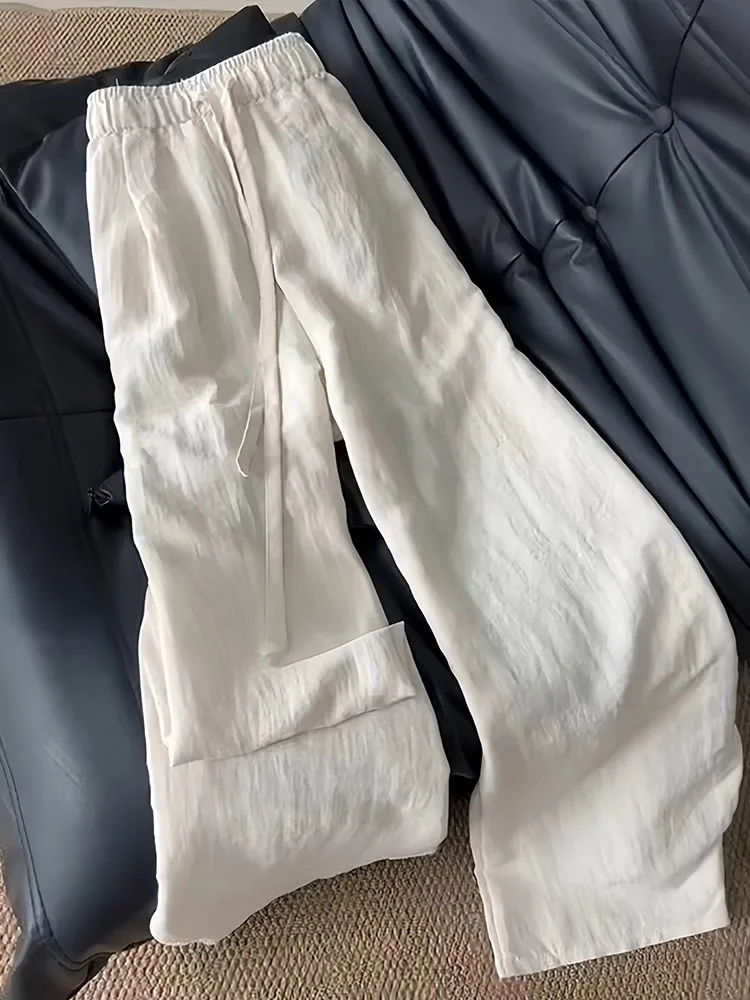 

Linen Wide Leg Pants Men Women Summer Thin Lyocell Draped Cotton Linen Samben Pants Small Size Straight Casual Pants
