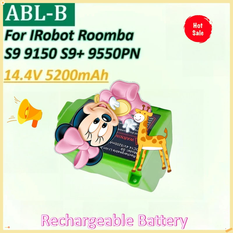 

New ABL-B 14.4V 5200mAh Sweeper Rechargeable 18650 Battery for IRobot Roomba 9150 S9 S9+ 9550PN Vacuum Cleaner Battery
