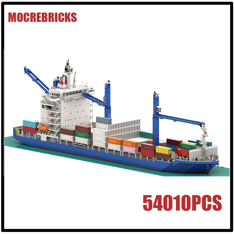 Moc recipiente navio v2 navio montagem blocos de construção modelo diy tijolos tecnologia barco aniversários das crianças brinquedos kits