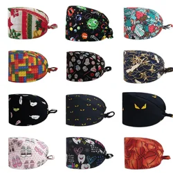 Cartoon Doctor Operating Room Pattern Printed Nursing Head Cap Lab Scrub Pet Hospital Surgical Hat Unisex Dentist Scrub Cap 2023