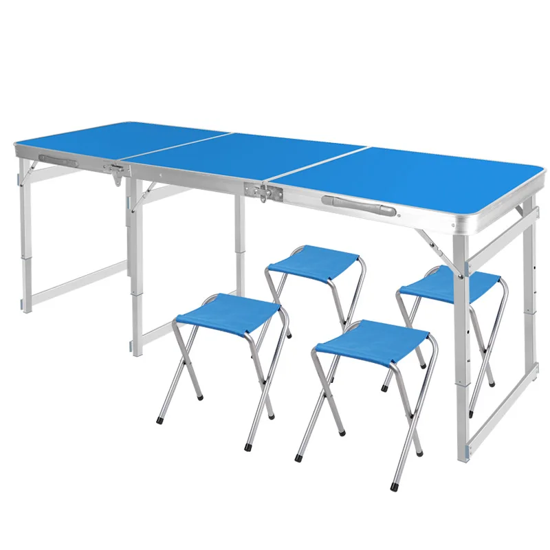 

Extended outdoor folding table stall table simple dining table stall three fold portable aluminum alloy