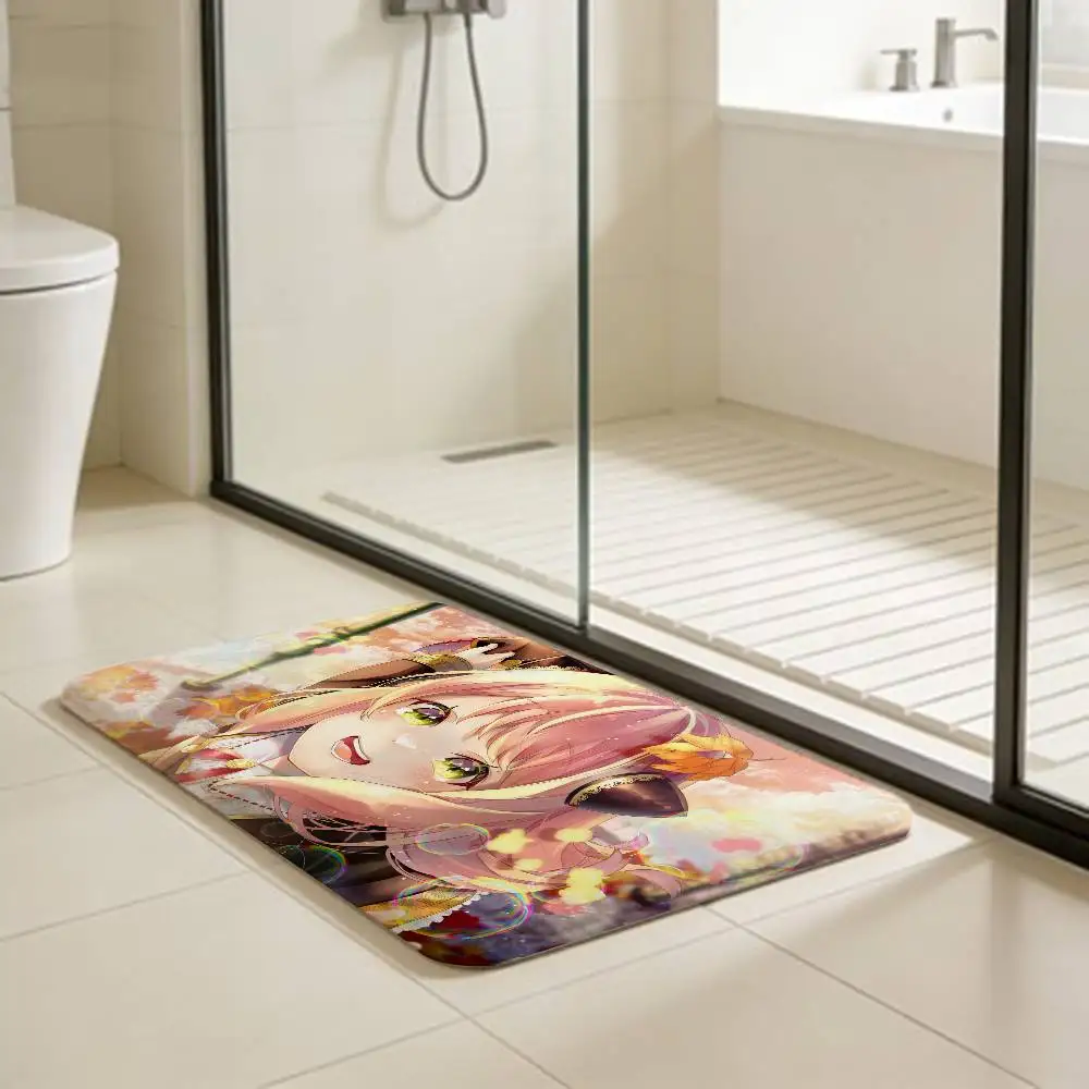 Cute S-SPY FAMILY Anime A-Anya Entrance Door Mat Washable Non-Slip Living Room Sofa Chairs Area Mat Kitchen Welcome Doormat