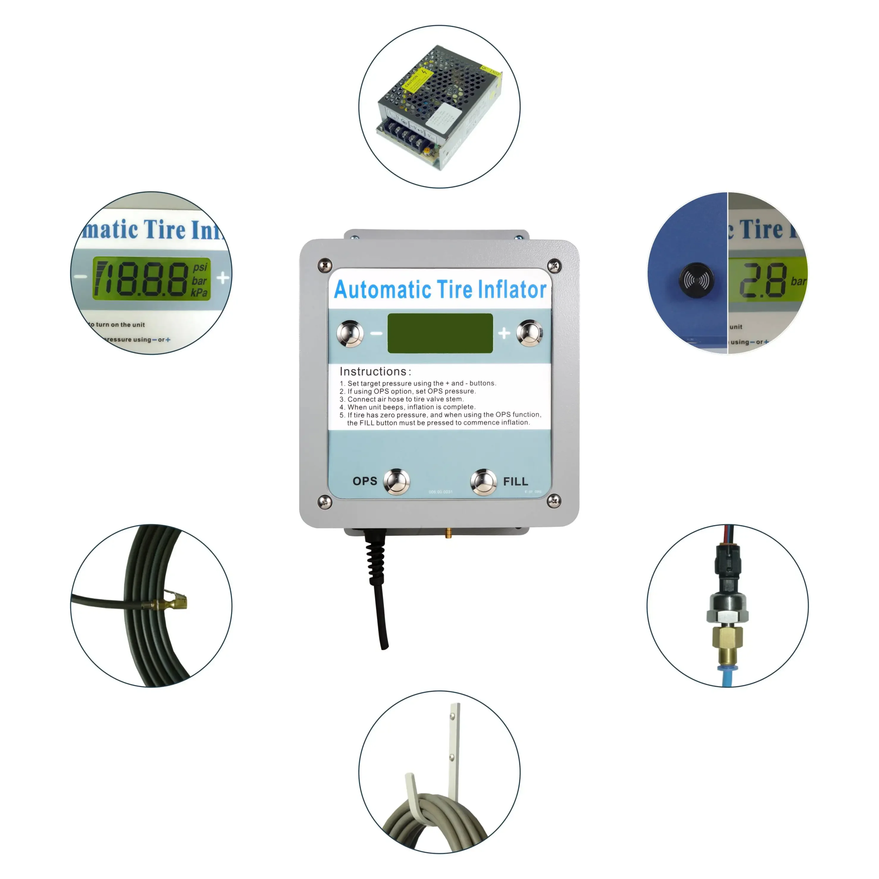 G5 Auto Lucht Vulmachine Muur Gemonteerde Bandenspanningsmeter Banden Inflator Automatische Digitale Banden Inflators