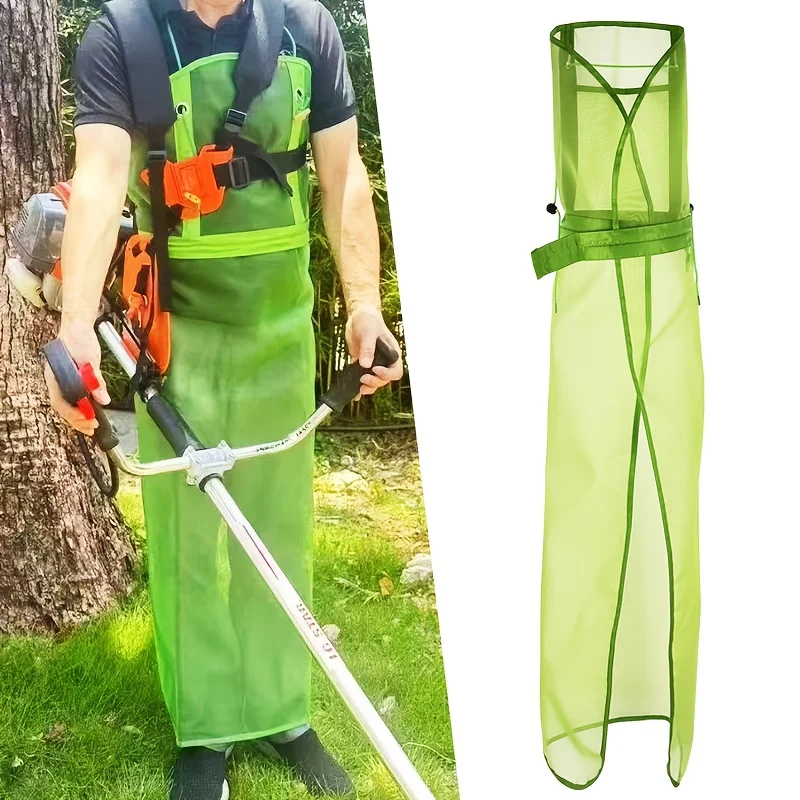 Breathable Mesh Garden Mowing Apron with Pocket Garden Lawn Mowing Clothing Trimmer Shoulder Harness with Durable Nylon Strap