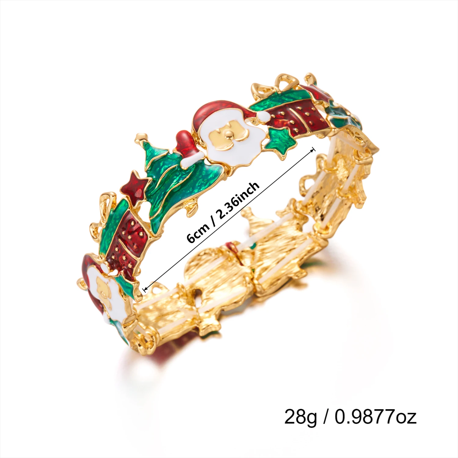 Design Sense Weihnachtsbaum-Emaille-Armbänder für Frauen, niedliche Elch-Glocken-Schneeflocken-Armbänder, ästhetischer Weihnachtsparty-Schmuck – Detail 8