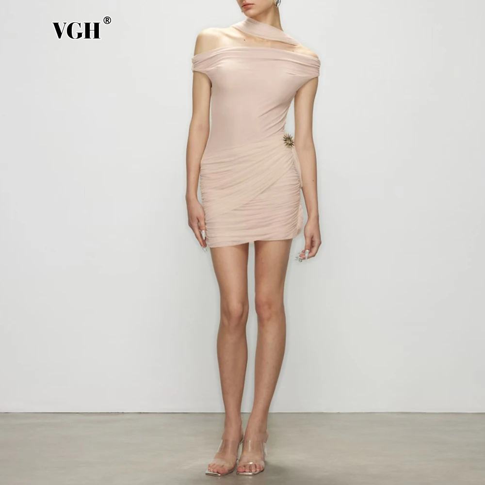 

Элегантное облегающее мини-платье VGH с драпировкой и лентами для женщин, с вырезом-лодочкой, из присборенной ткани, для вечеринок и торжественных мероприятий