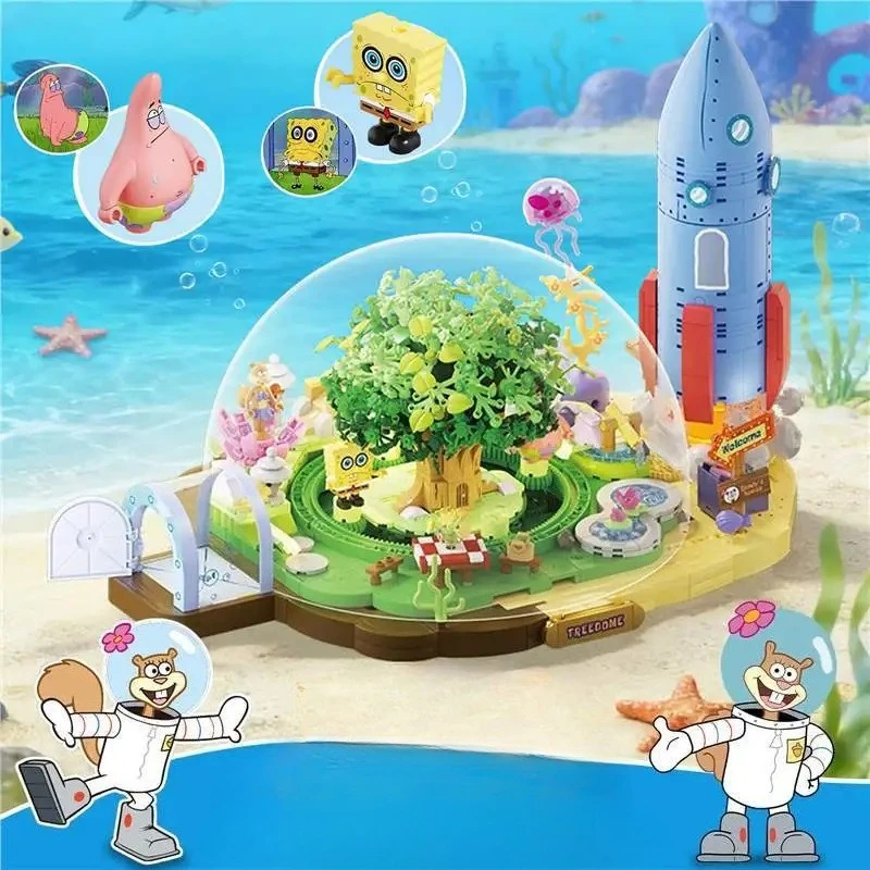 AREAX Building Blocks, SpongeBob SquarePants, Sandy's Dome Treehouse, Children's Assembled Puzzle Toys, Ornaments, Holiday Gifts