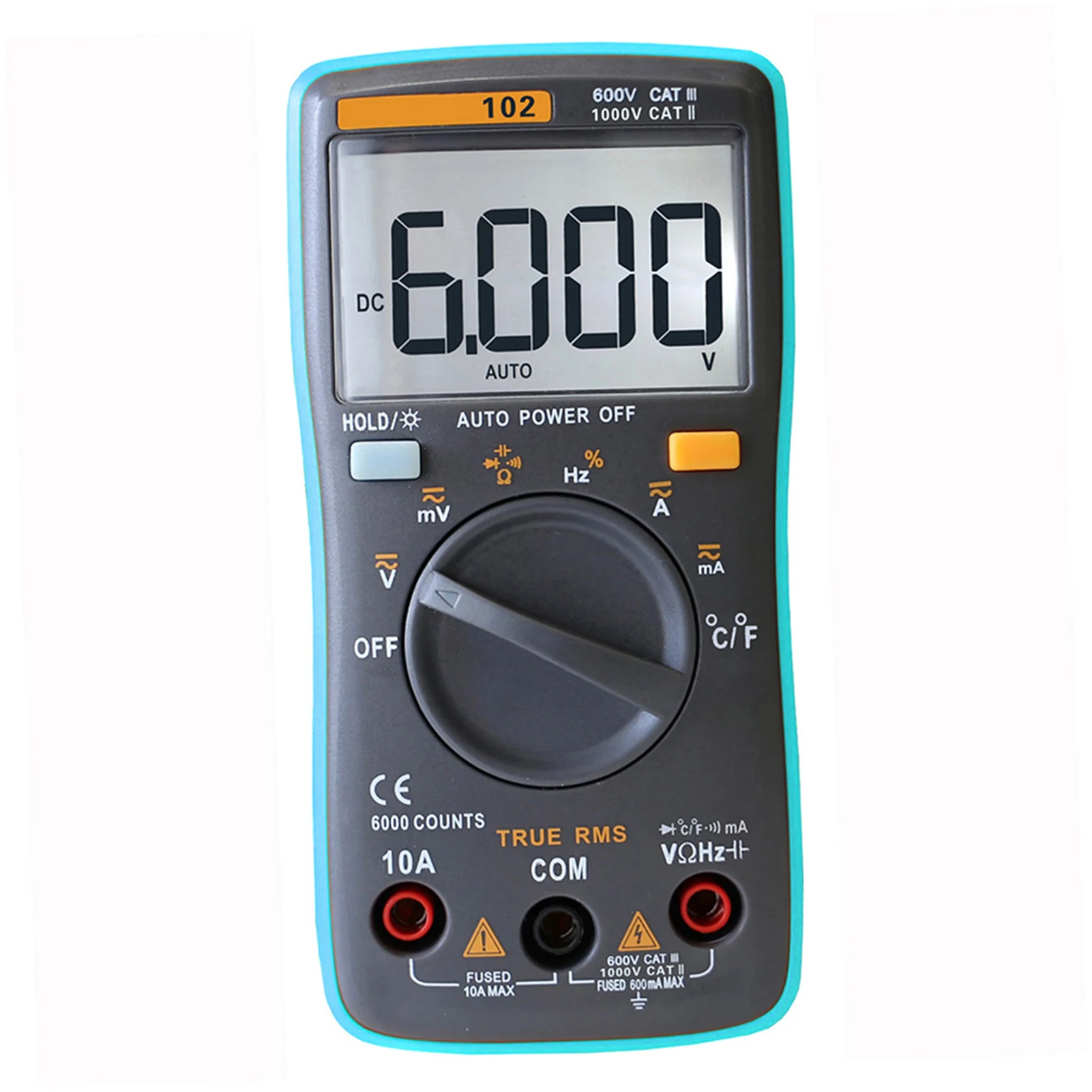 Digital Multimeter Handheld Multimeter 6000 Counts Voltage Current Resistance Temperature Tester Auto Polarity Identification