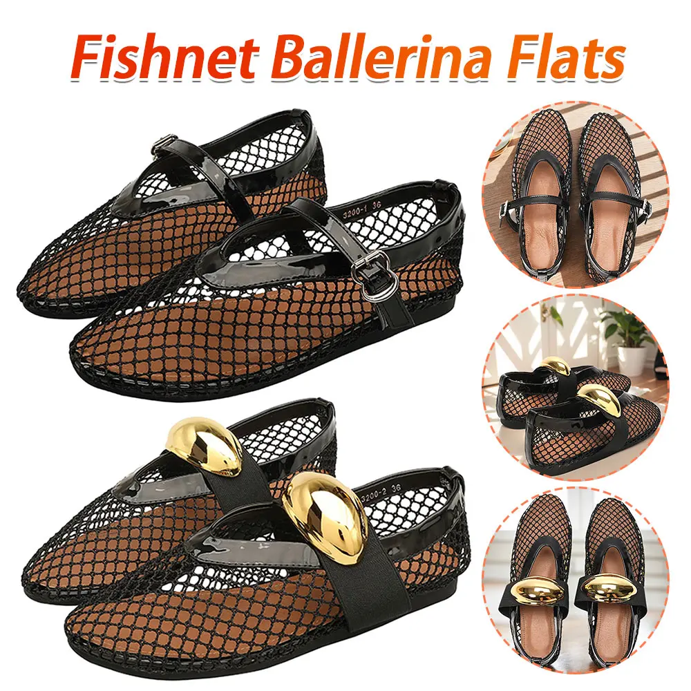 Women Mesh Ballet Flats Slip On Ballerina Shoes Comfortable Round Toe Ballet Shoes Breathable Daily Dress Shoes for Commuting