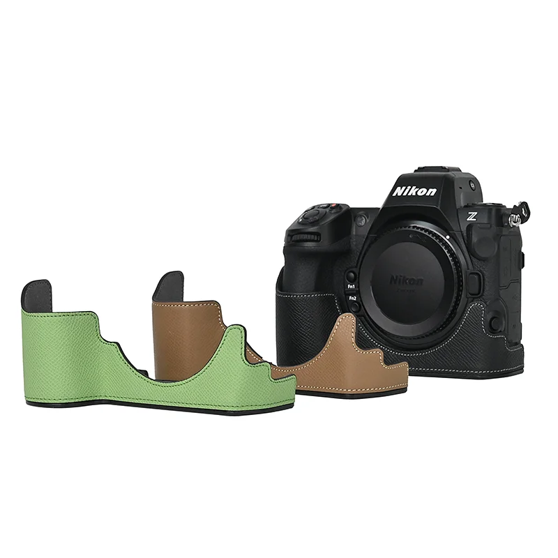 Aluminum Alloy Plate Genuine Real Leather Case Camera Video Bag Half Body Base for Nikon Z8 Z 8 Protective Opening Bottom Cover