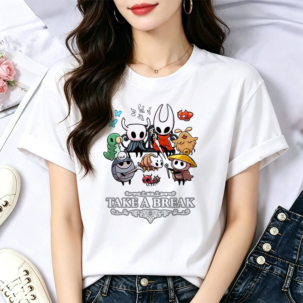 Hollow Knight t-shirt shoujo aesthetic anime japan harajuku 2000s top tees harajuku Retro japan goth cheap