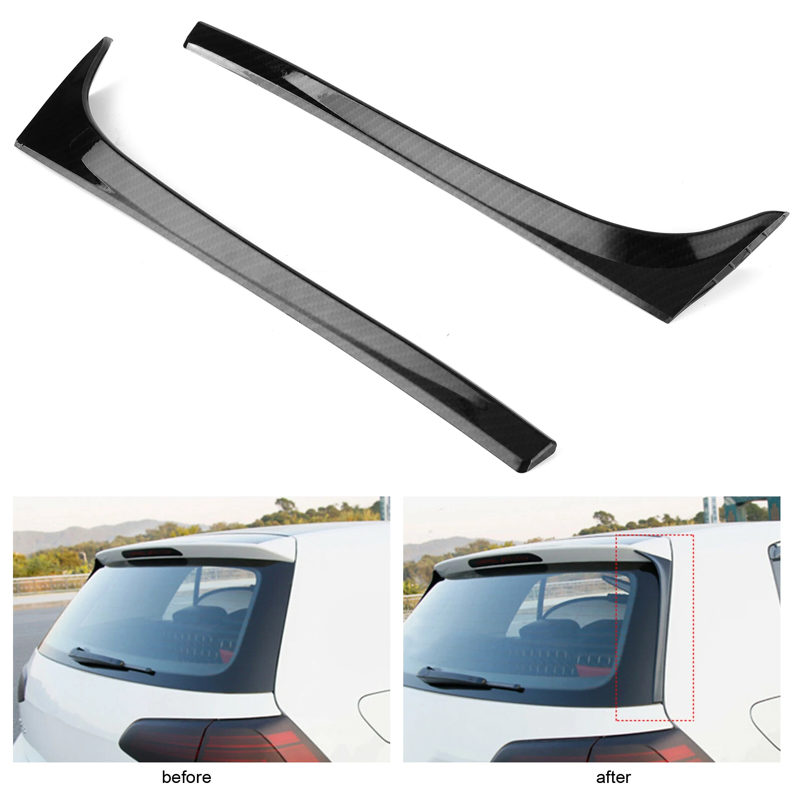 2PCS Rear Window Side Spoiler Wing Trim Fit for VW Golf 7 MK7 GTD R 2014-2018 Fender Vent Decor Cover Car Styling Accessories - view 2