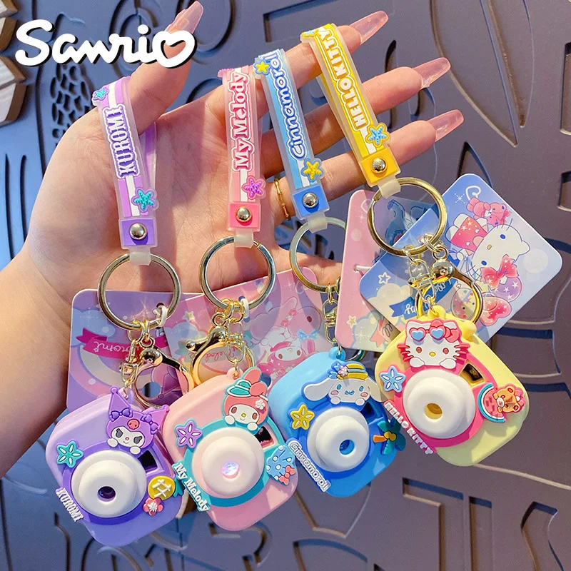 New HelloKitty Keychain Kawaii Sanrio Kuromi Mymelody Cartoon Creative Camera Keychain Student Backpack Pendant Children\'s Toy