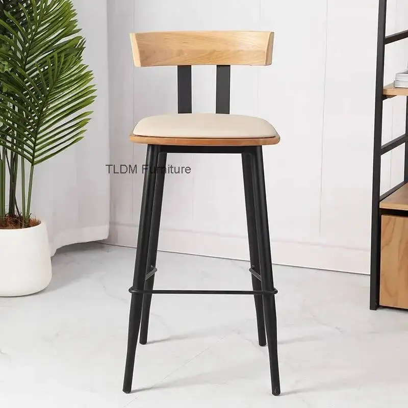 

Барные стулья со спинкой, деревянные, черные, для релаксации, для длинных ресепшн-стойок, скандинавские, высокие барные стулья, мебель для лаунж-зон