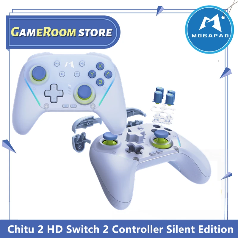 mobapad-mute-controller-switch-2-silent-edition-for-switch-1-windows-pc-android-nfc-usb-ccable-blue-gamepads