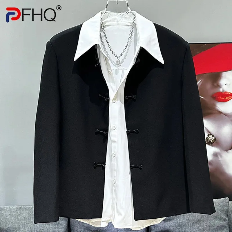 

PFHQ New Chinese Style Button Up Male Jackets Fashion Standing Collar Haute Quality Personality Summer Men's Chic Coat 21Z4516