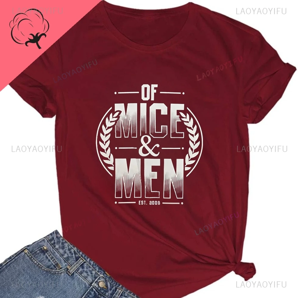 من الفئران والرجال - (تي شيرت OM&M Retro Band Style بأكمام قصيرة لكل من الرجال والنساء، تي شيرت قطن 100%) #6