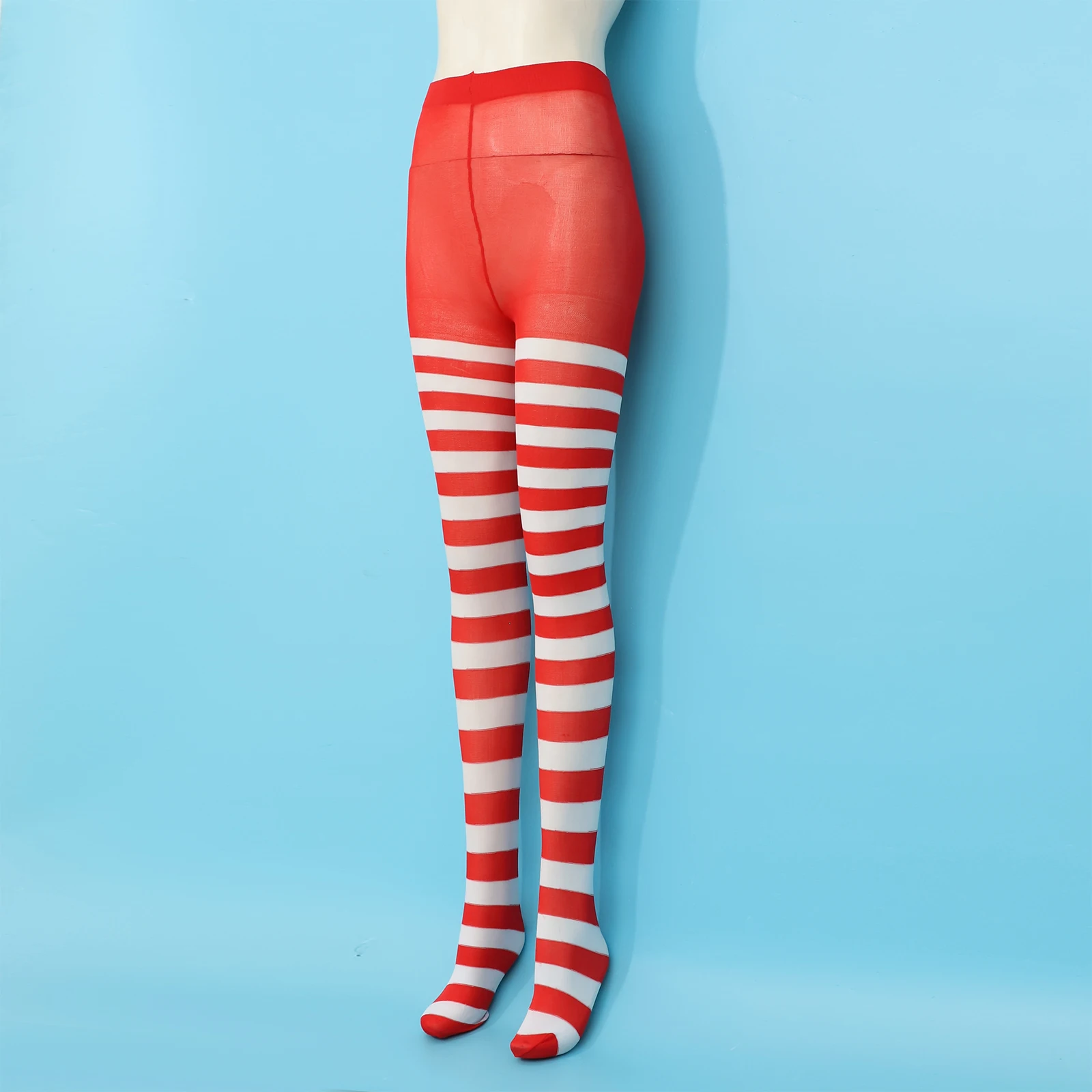 Kerst Gestreepte Panty's Hoge Kousen Klassieke Kleurblok Sokken voor Feest Cosplay Stage Performance Rollenspel Dagelijks gebruik