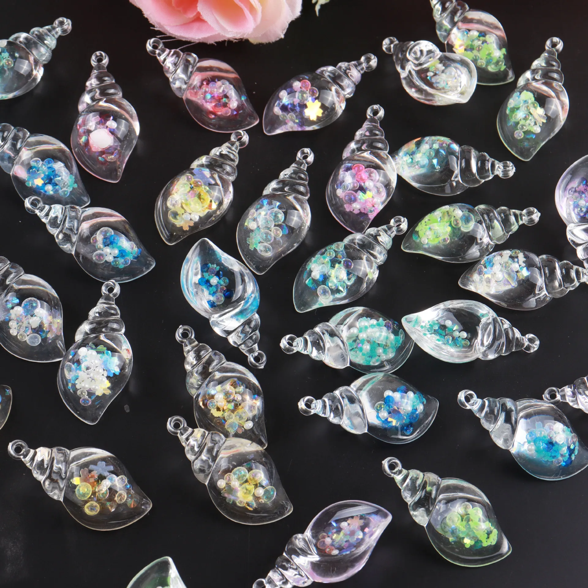 

7Pcs Simulation Luminous Small Conch Handmade Jewelry Earrings Hairpins Pendants Necklace Material Ancient Style Bell DIY Access