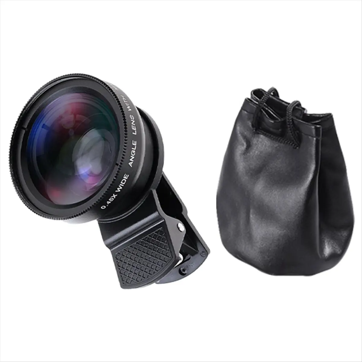 [On Sale]Phone Camera Lens 0.45X Ultra Wide Angle + 12.5X Macro Lens Universal Clip-on Camera Lens for Most Smartphones Black