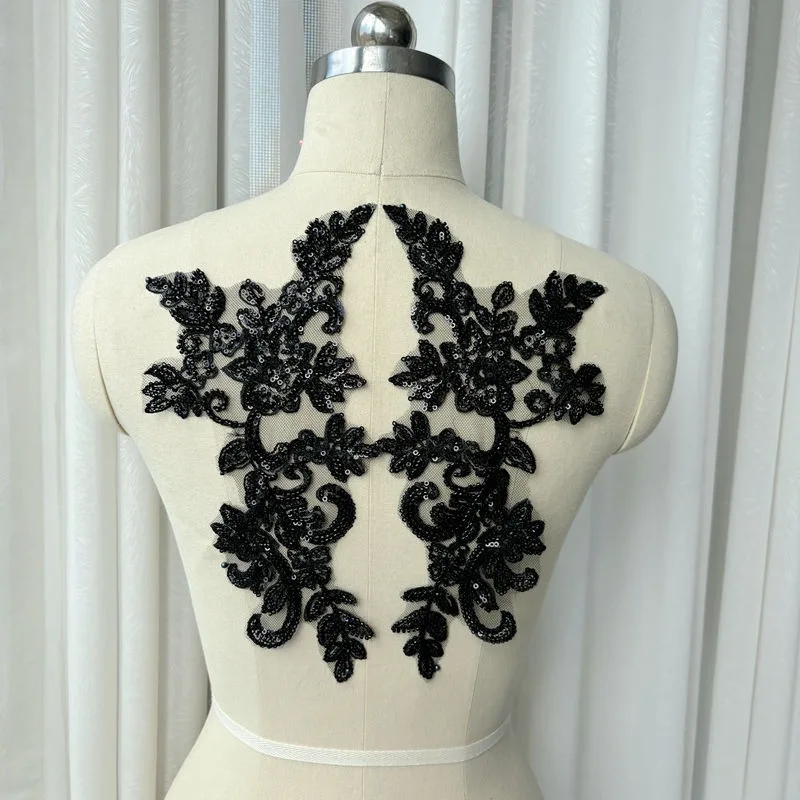 4 قطع، ملصقات مطرزة لفستان الزفاف الملون بخرز الأظافر، مواد أغطية الرأس لفستان الزفاف المصنوع يدويًا، إكسسوارات الملابس