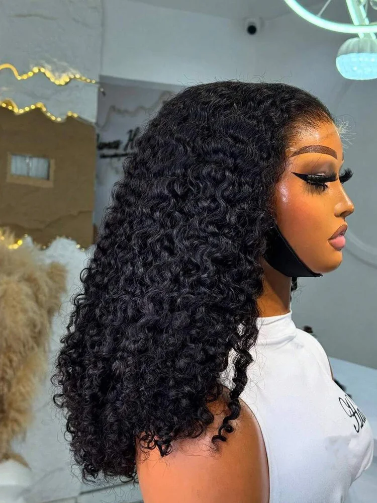 باروكات مجعدة شعر بشري للنساء 250 كثافة 13x4 مجعد HD الدانتيل الجبهة الباروكات شعر الإنسان مع نهاية دوامة موجة المياه الدانتيل شعر مستعار أمامي