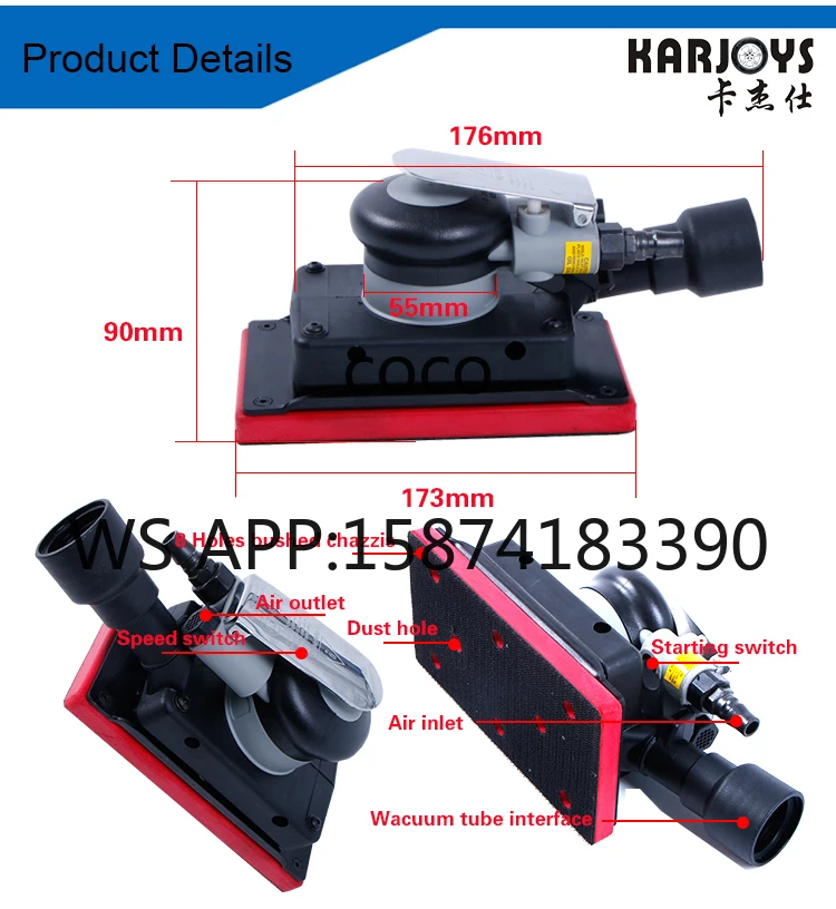 Dual Action Orbital Sander, Portable Mini Pneumatic Air Sanding Tool