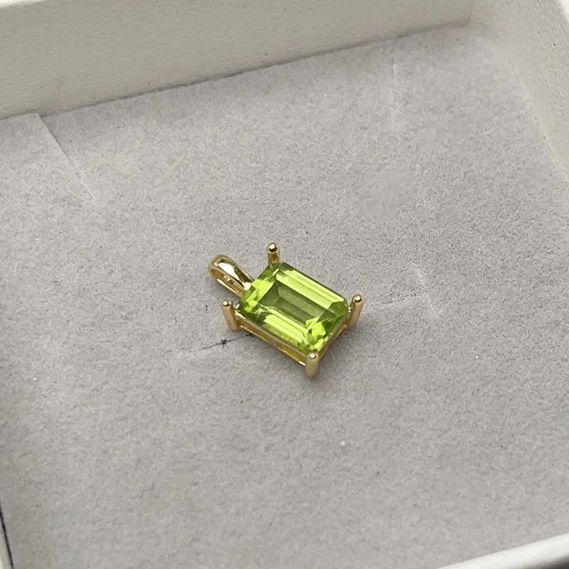 Sterling Silver Pendant Natural 6mm*8mm Peridot Pendant 1ct Genuine Stone 925 Silver Necklace for Party - Image 2