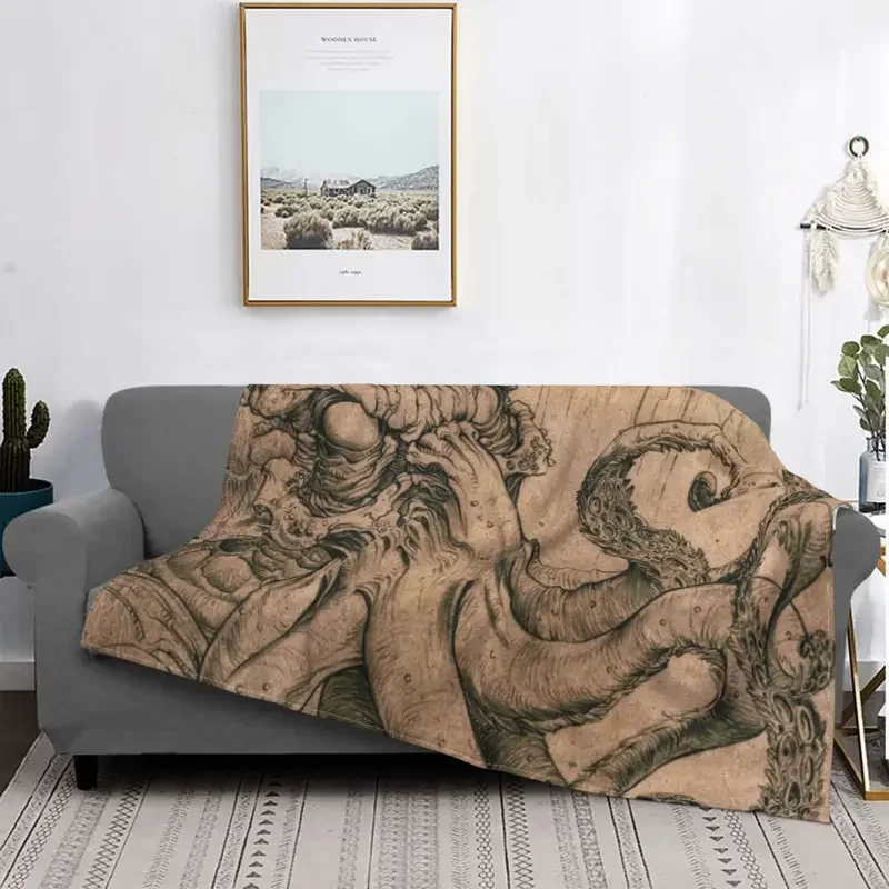 

Cthulhu Dead,death Horror Blanket Cover Flannel monster dark Super Warm Throw Blankets for Bedroom Sofa Bed Rug