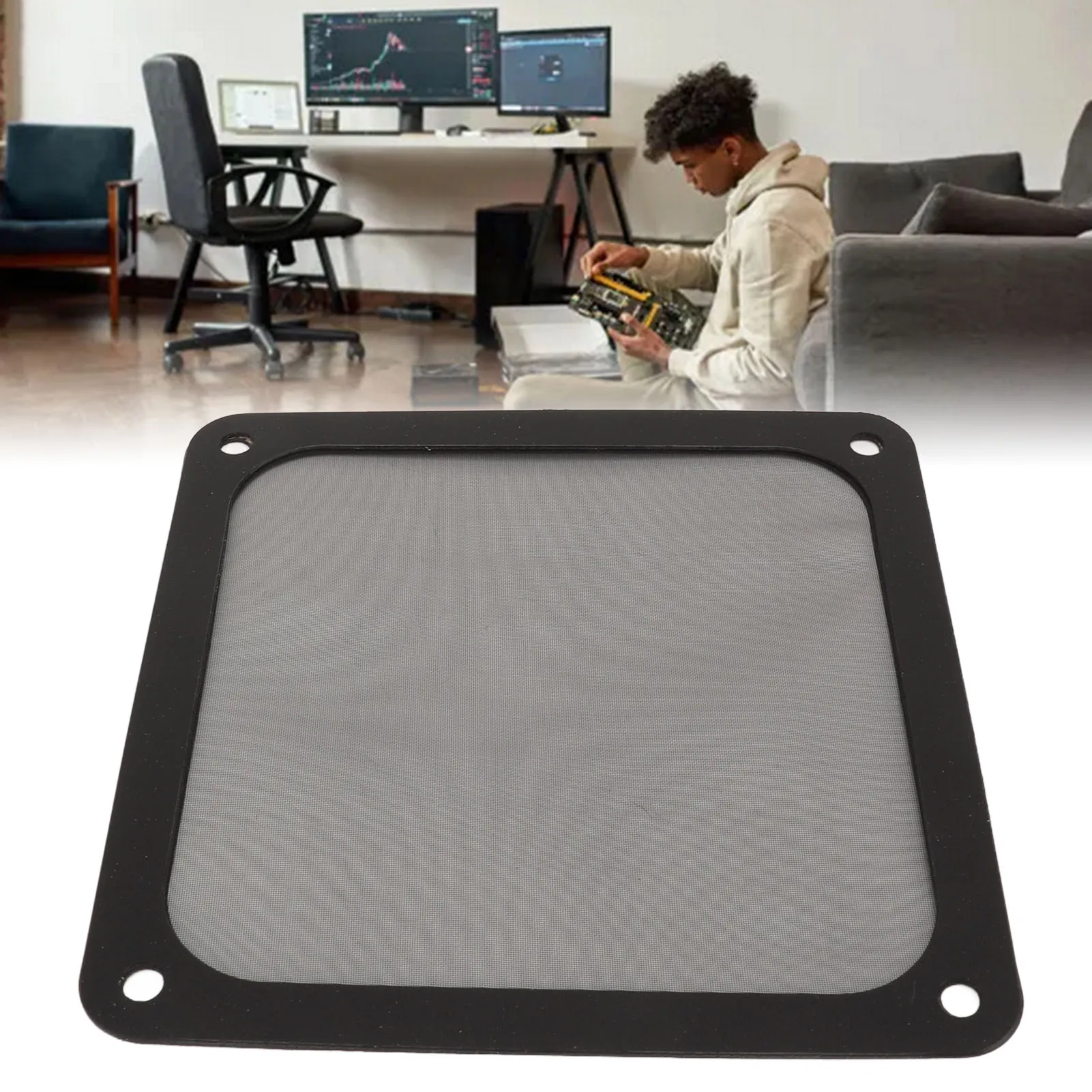 

PC Chassis Fan Dust Filter Mesh 140mm Case Fan Dust Mesh Cover Easy Installation Tiny Holes for Computer for Power Supply Unit