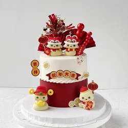 2025 Year of the Snake New Year Cake Topper Cartoon Red Envelope Ingot Fortune Word Peace and Joy Little Snake Soft Plastic Doll
