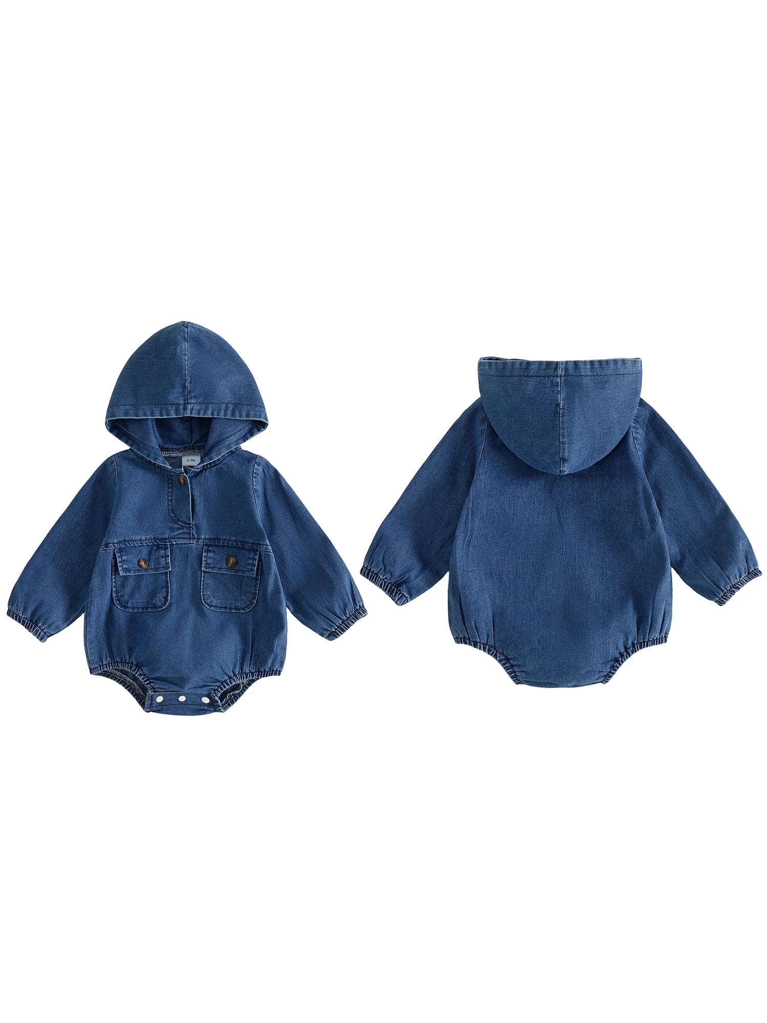 Hooded Jumpsuit Denim Romper Fall Denim Romper Casual Long Romper Pockets Casual Sleeve Jumpsuit Baby Boy Fall