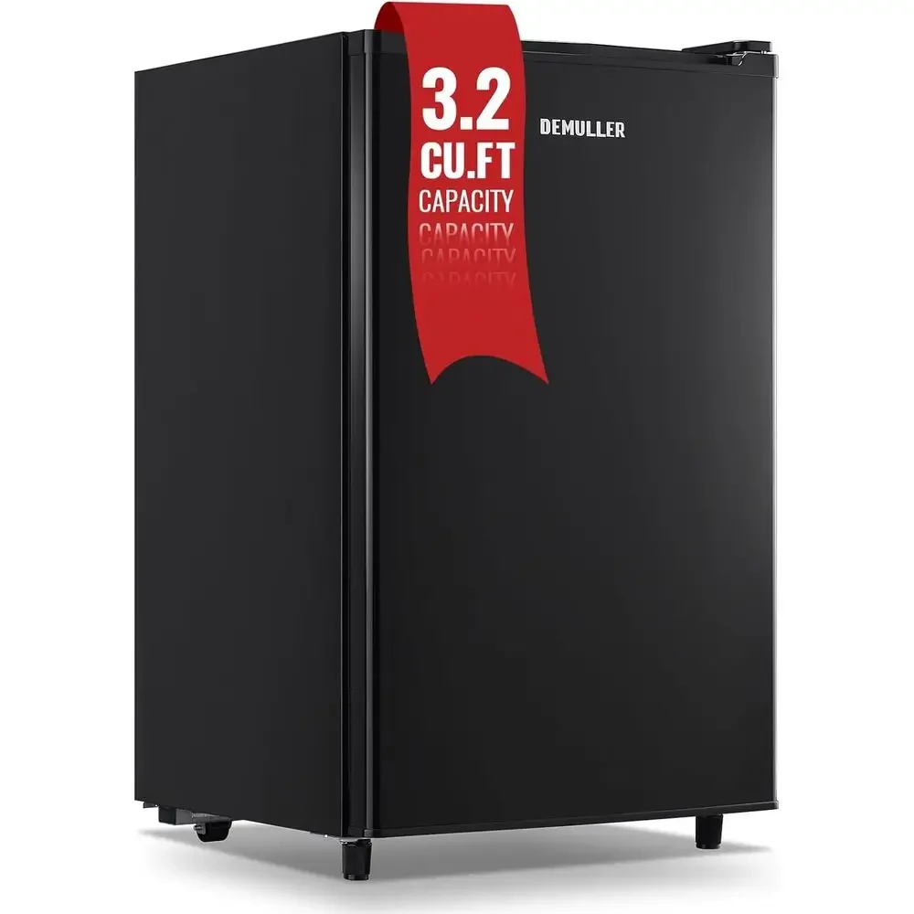 3.2 Cubic Foot Single Door Upright Freezer, Adjustable Temperature, Ideal for Kitchen, Apartment, Basement, Dorm, Black