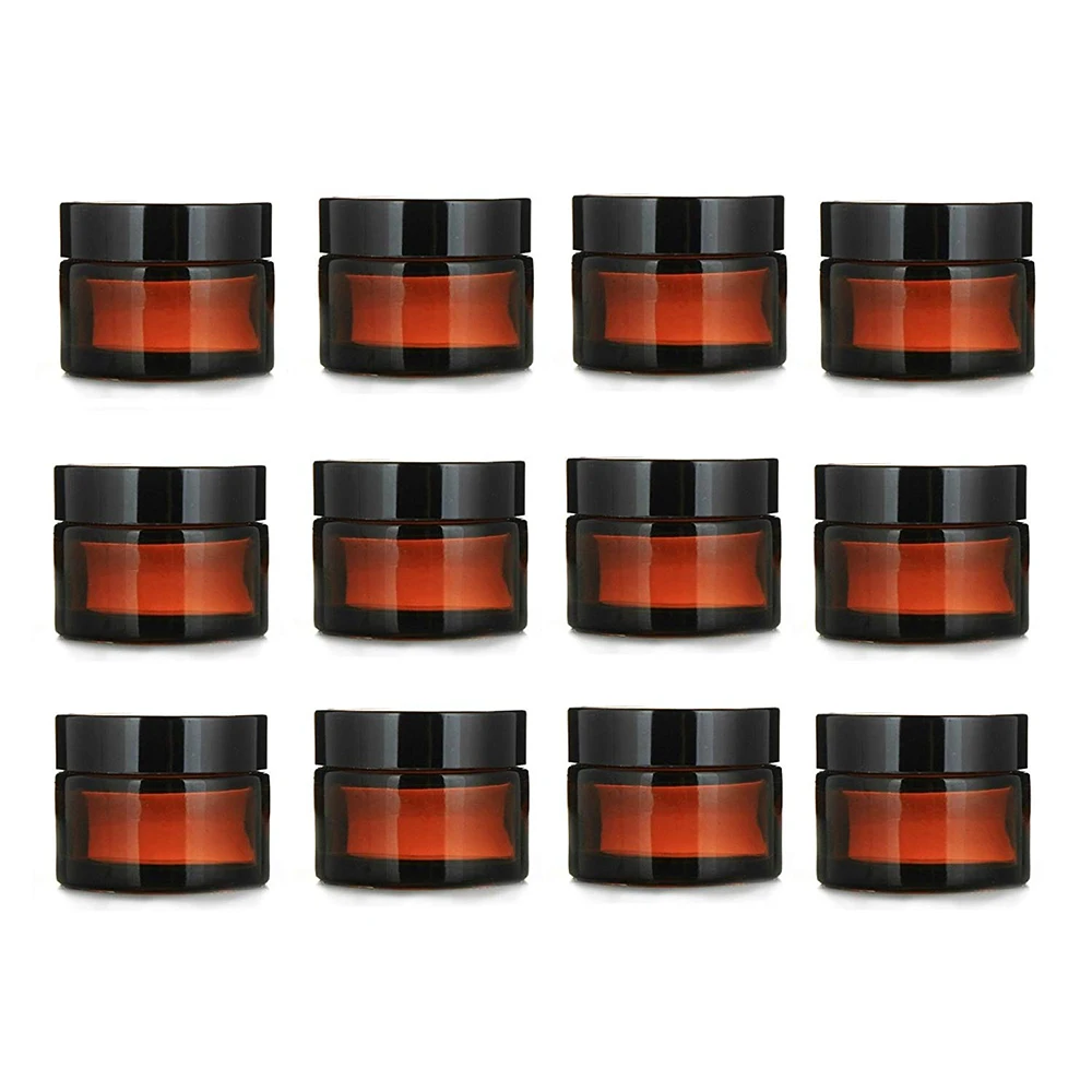 

20PCS 5ml 10ml 15ml 20ml Amber Glass Empty Refillable Sample Bottle Cosmetic Face Cream Jar Pot Bottle Container Holder Case